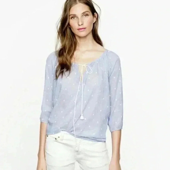 J. Crew Chambray Peasant Blouse - Picture 1 of 9